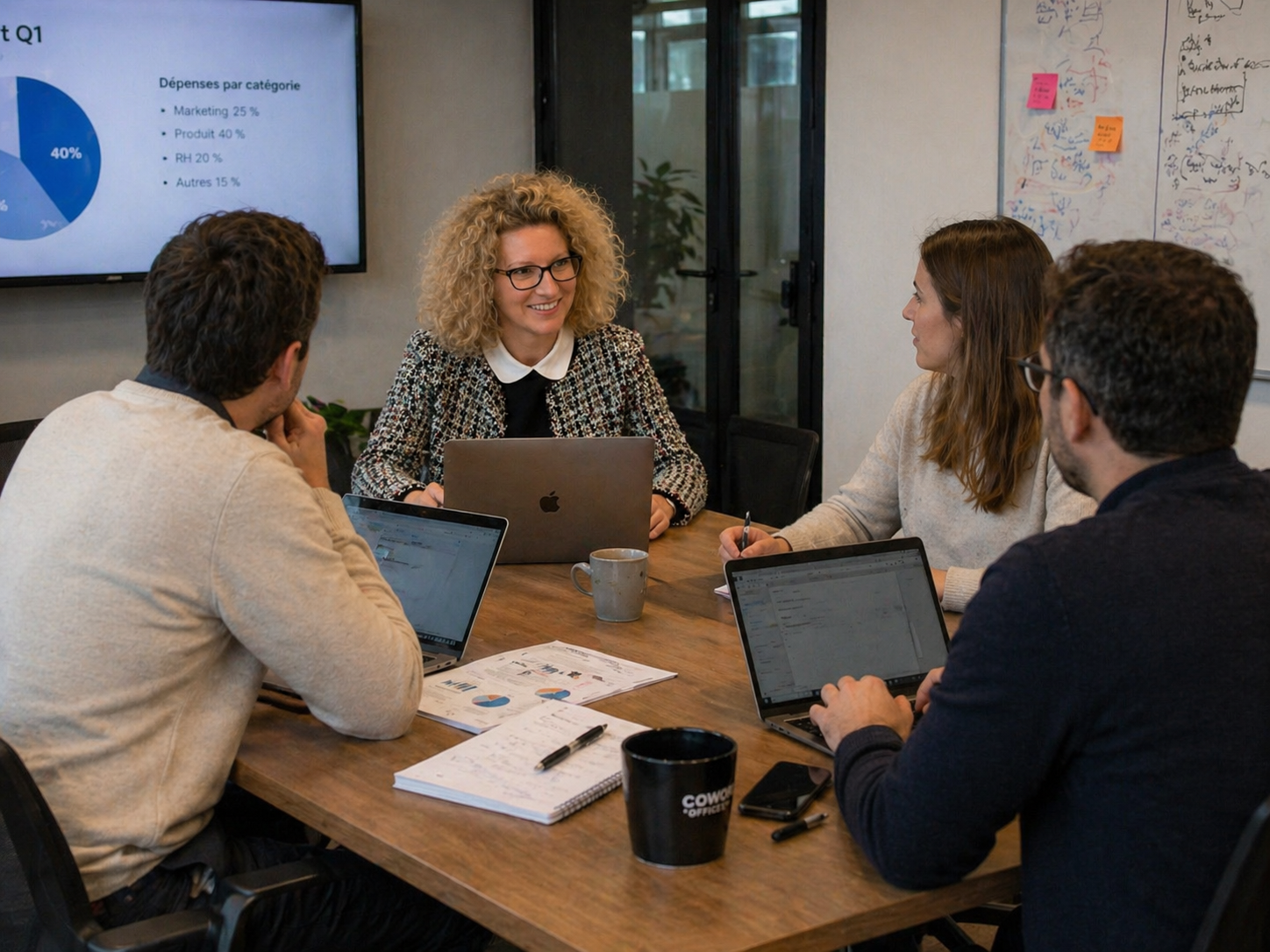 Christelle Piguel animant une réunion d'équipe